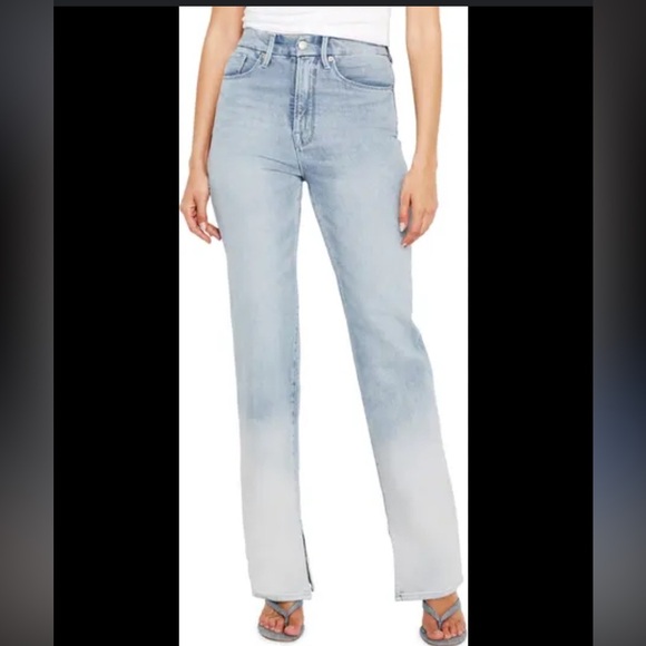 Good American Denim - Good American Good Boy High Waist Side Slit Raw Hem Jeans Size 27